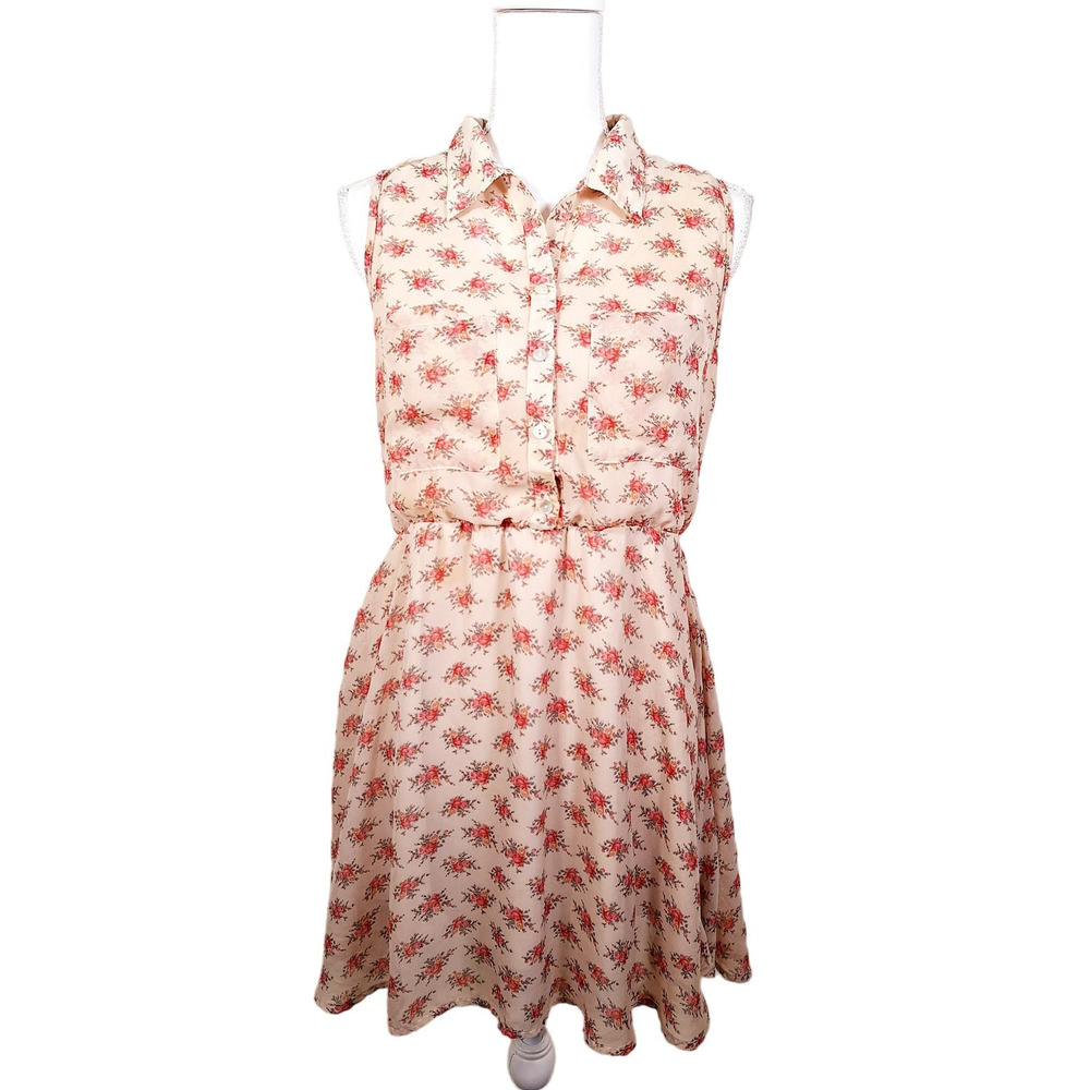 Freebird Women's Sleeveless Floral Dress with 2 Front Pockets